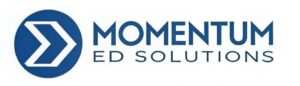 A blue forward arrow "Momentum Ed Solutions" written beside it